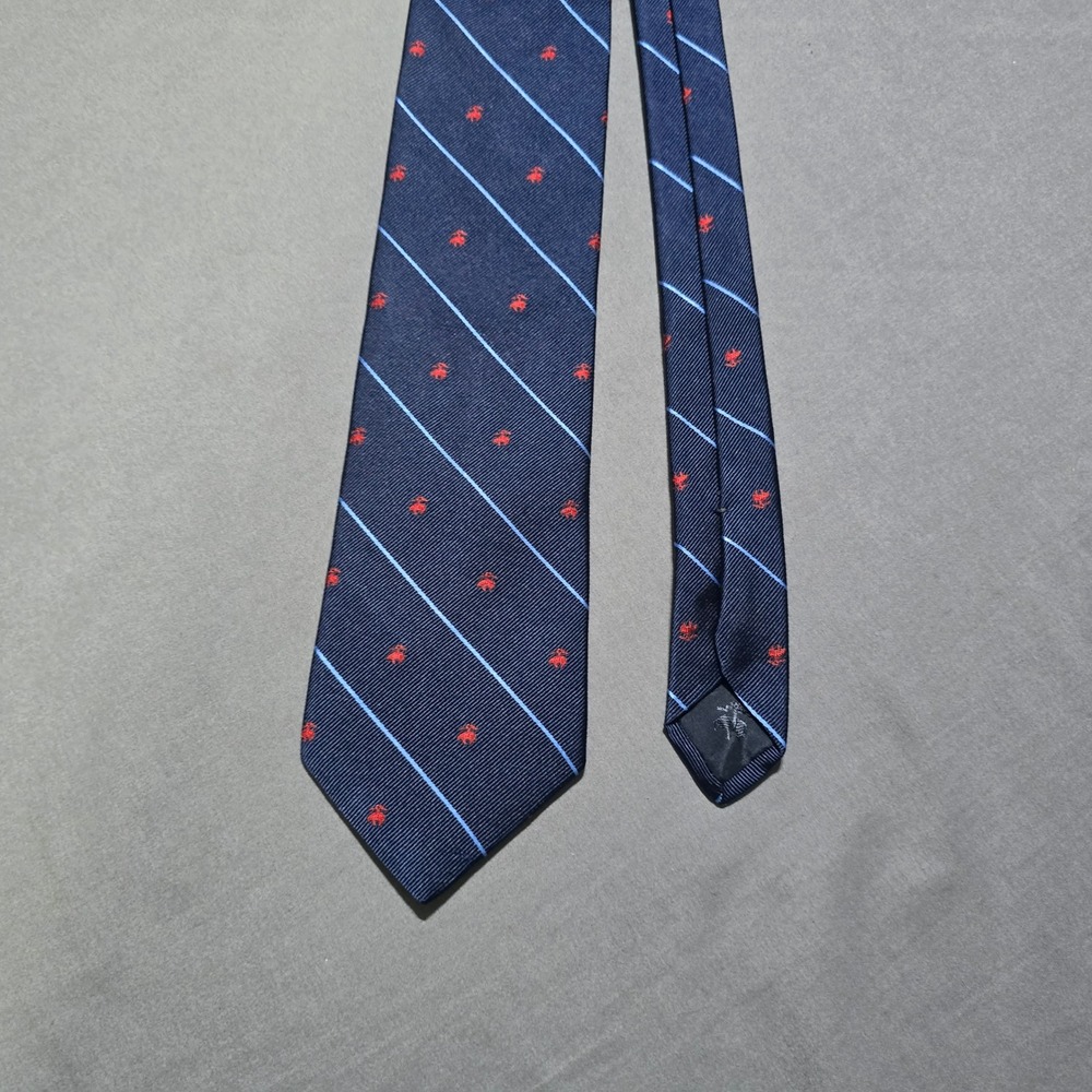 Brooks Brothers Necktie Mens OS Navy Blue Silk Repp Stripe Golden Fleece Logo
